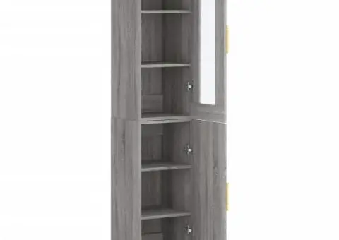 Dulap înalt, gri sonoma, 34,5x34x180 cm, lemn prelucrat - 4/5