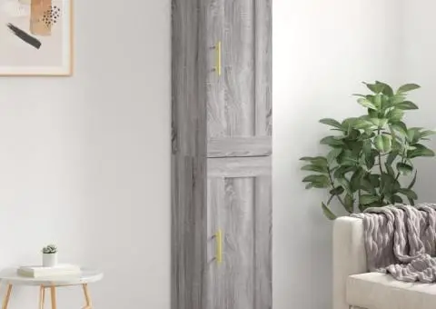 Dulap înalt, gri sonoma, 34,5x34x180 cm, lemn prelucrat - 1/5