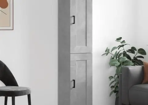 Dulap înalt, gri beton, 34,5x34x180 cm, lemn prelucrat - 1/5