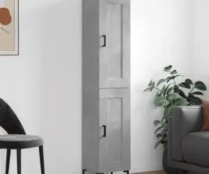 vidaXL Dulap înalt, gri beton, 34,5x34x180 cm, lemn prelucrat
