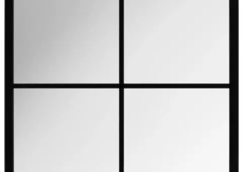 Oglindă de perete, negru, 40x40 cm, metal - 2/5