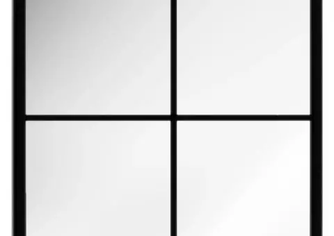 Oglindă de perete, negru, 40x40 cm, metal - 3/5