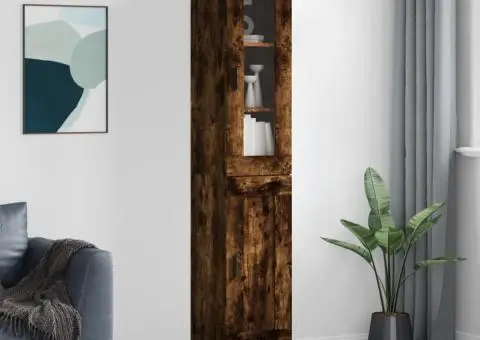 Dulap înalt, stejar fumuriu, 34,5x34x180 cm, lemn prelucrat - 1/5