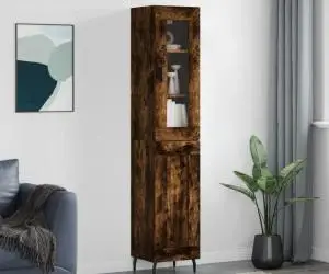 vidaXL Dulap înalt, stejar fumuriu, 34,5x34x180 cm, lemn prelucrat