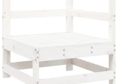 Set mobilier de grădină, 7 piese, alb, lemn masiv de pin - 3/5