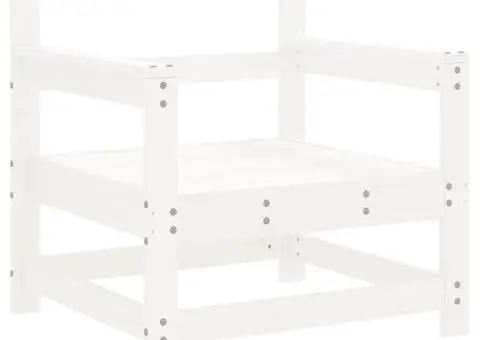 Set mobilier de grădină, 7 piese, alb, lemn masiv de pin - 5/5