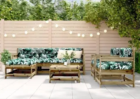 Set mobilier de grădină, 7 piese, lemn de pin tratat - 1/5