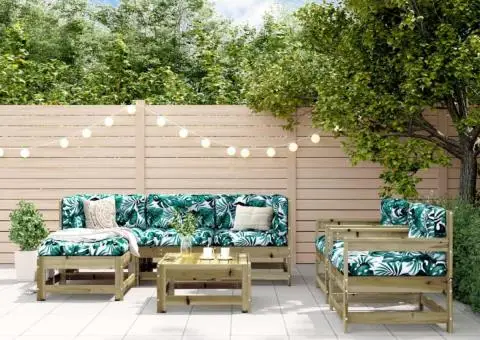 Set mobilier de grădină, 7 piese, lemn de pin tratat - 1/5