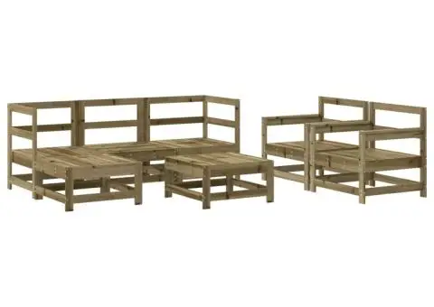 Set mobilier de grădină, 7 piese, lemn de pin tratat - 2/5