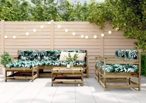 Set mobilier de grădină, 7 piese, lemn de pin tratat - 1/5