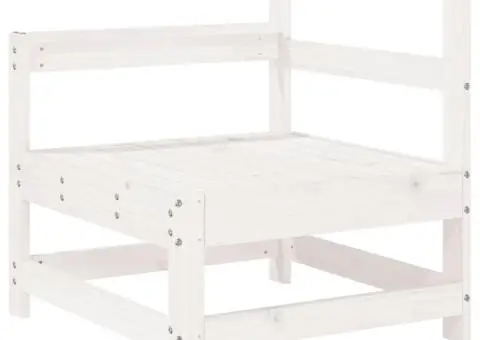 Set mobilier de grădină, 7 piese, alb, lemn masiv de pin - 3/5