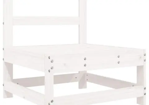 Set mobilier de grădină, 7 piese, alb, lemn masiv de pin - 4/5