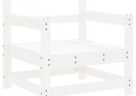 Set mobilier de grădină, 7 piese, alb, lemn masiv de pin - 5/5