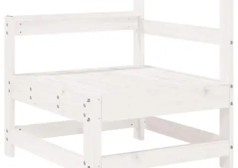 Set mobilier de grădină, 7 piese, alb, lemn masiv de pin - 3/5