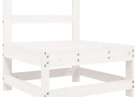 Set mobilier de grădină, 7 piese, alb, lemn masiv de pin - 4/5