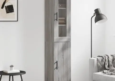 Dulap înalt, gri sonoma, 34,5x34x180 cm, lemn prelucrat - 1/5