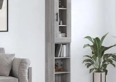 Dulap înalt, gri sonoma, 34,5x34x180 cm, lemn prelucrat - 1/5