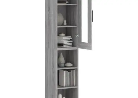 Dulap înalt, gri sonoma, 34,5x34x180 cm, lemn prelucrat - 3/5