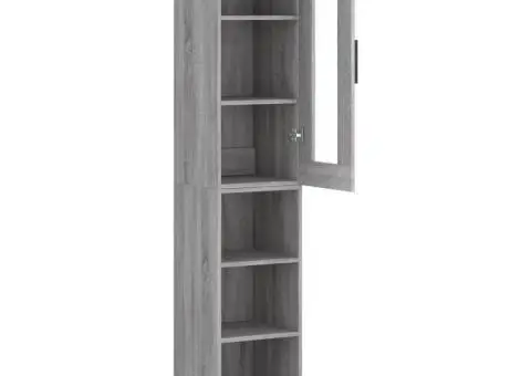 Dulap înalt, gri sonoma, 34,5x34x180 cm, lemn prelucrat - 4/5