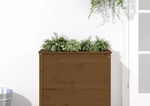 Jardinieră de grădină, maro miere, 82,5x40x78 cm lemn masiv pin - 1/5