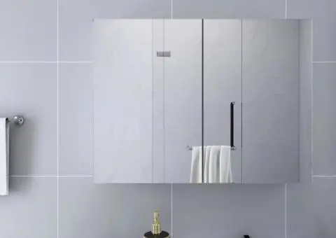 Dulap de baie cu oglindă, alb, 80x15x60 cm, MDF - 1/5