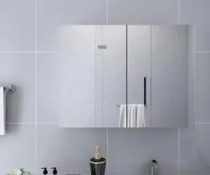 vidaXL Dulap de baie cu oglindă, alb, 80x15x60 cm, MDF