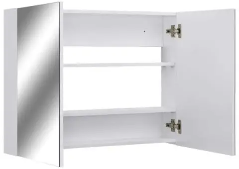 Dulap de baie cu oglindă, alb, 80x15x60 cm, MDF - 3/5