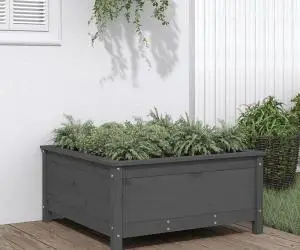 vidaXL Jardinieră de grădină, gri, 82,5x82,5x39 cm, lemn masiv pin