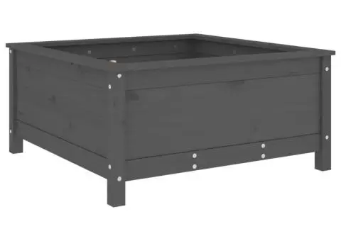 Jardinieră de grădină, gri, 82,5x82,5x39 cm, lemn masiv pin - 2/5
