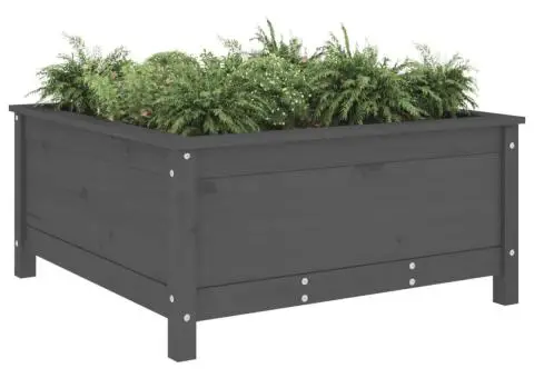 Jardinieră de grădină, gri, 82,5x82,5x39 cm, lemn masiv pin - 3/5