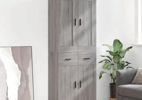 Dulap înalt, gri sonoma, 69,5x34x180 cm, lemn compozit - 1/5