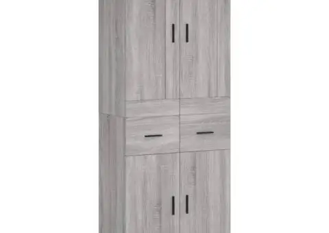 Dulap înalt, gri sonoma, 69,5x34x180 cm, lemn compozit - 2/5