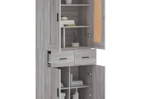 Dulap înalt, gri sonoma, 69,5x34x180 cm, lemn compozit - 3/5