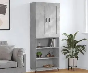 vidaXL Dulap înalt, gri beton, 69,5x34x180, lemn compozit