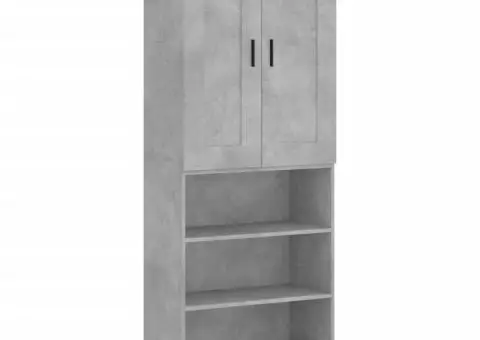 Dulap înalt, gri beton, 69,5x34x180, lemn compozit - 2/5