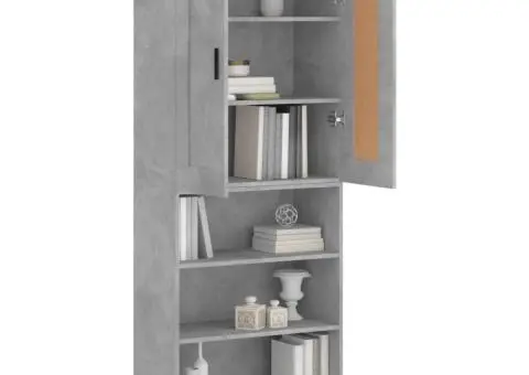 Dulap înalt, gri beton, 69,5x34x180, lemn compozit - 3/5
