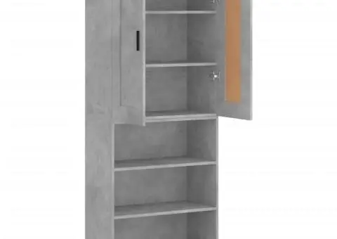 Dulap înalt, gri beton, 69,5x34x180, lemn compozit - 4/5
