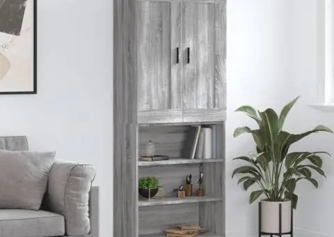 Dulap înalt, gri sonoma, 69,5x34x180 cm, lemn compozit - 1/5