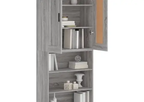 Dulap înalt, gri sonoma, 69,5x34x180 cm, lemn compozit - 3/5