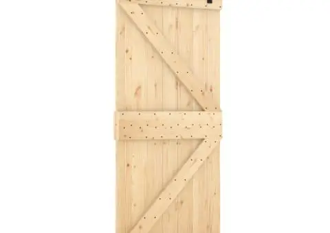 Ușă glisantă cu set de feronerie 85x210 cm, lemn masiv de pin - 2/5