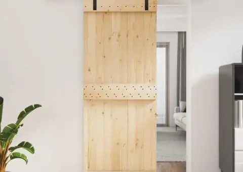 Ușă glisantă cu set de feronerie 80x210 cm, lemn masiv de pin - 1/5