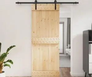 vidaXL Ușă glisantă cu set de feronerie 80x210 cm, lemn masiv de pin