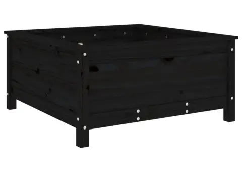 Jardinieră de grădină, negru, 82,5x82,5x39 cm lemn masiv de pin - 2/5