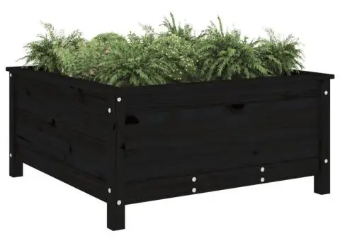 Jardinieră de grădină, negru, 82,5x82,5x39 cm lemn masiv de pin - 3/5
