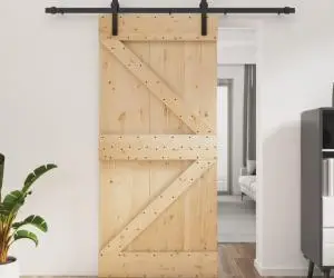 vidaXL Ușă glisantă cu set de feronerie 95x210 cm, lemn masiv de pin