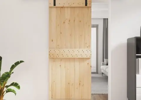 Ușă glisantă cu set de feronerie 80x210 cm, lemn masiv de pin - 1/5