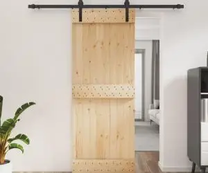 vidaXL Ușă glisantă cu set de feronerie 80x210 cm, lemn masiv de pin