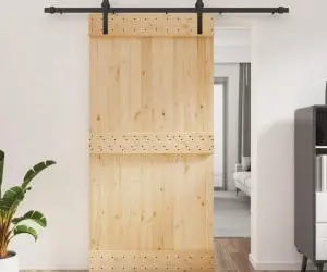 vidaXL Ușă glisantă cu set feronerie, 100x210 cm, lemn masiv de pin