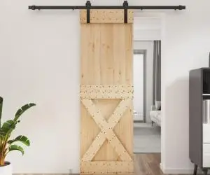 vidaXL Ușă glisantă cu set de feronerie 70x210 cm, lemn masiv de pin