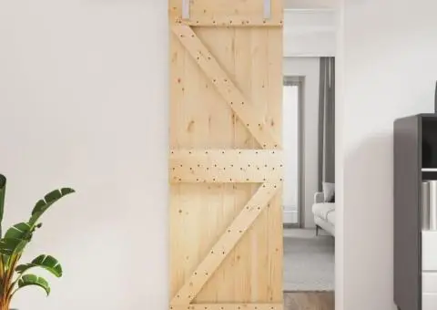 Ușă glisantă cu set de feronerie 70x210 cm, lemn masiv de pin - 1/5